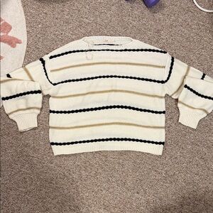 Miami Cream and Black Striped Women's Sweater
